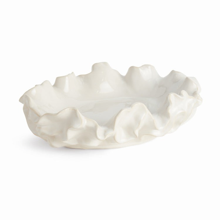 White Ruffled Ceramic Bowl