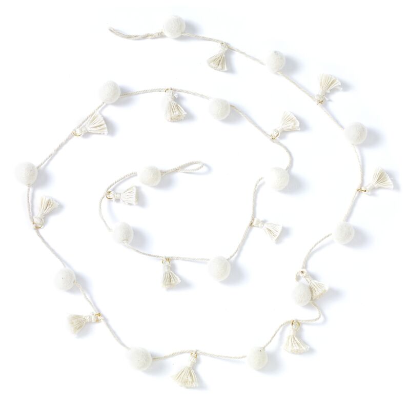 6' White Tassel Garland