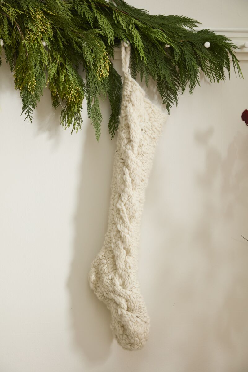 11"x32" Cable Knit Stocking-Ivory