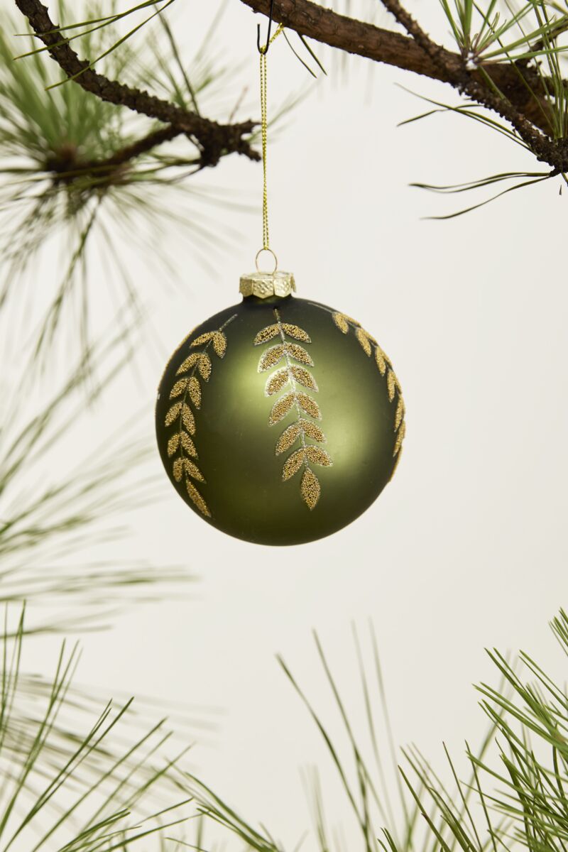 Matte Green Beaded Leaf Ornament (2 Sizes)