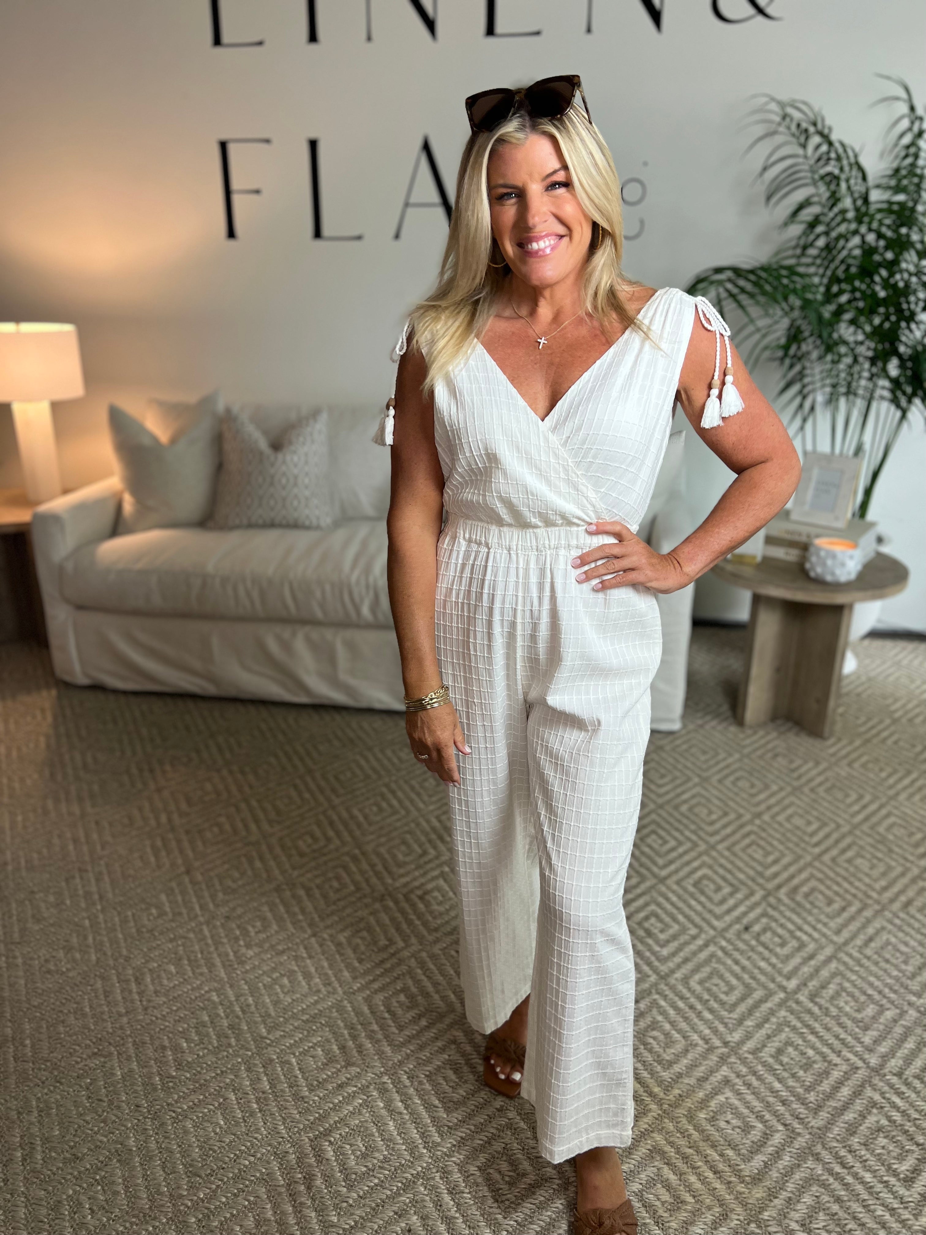 Rowe Jumpsuit-Egret- Final Sale