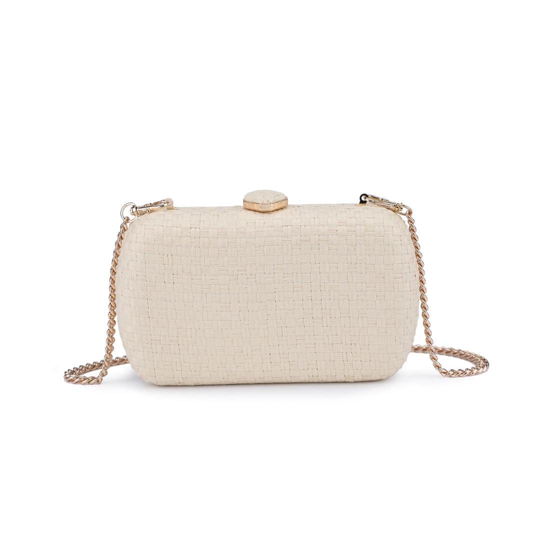 Woven Clutch w/ Gold Chain-Ivory