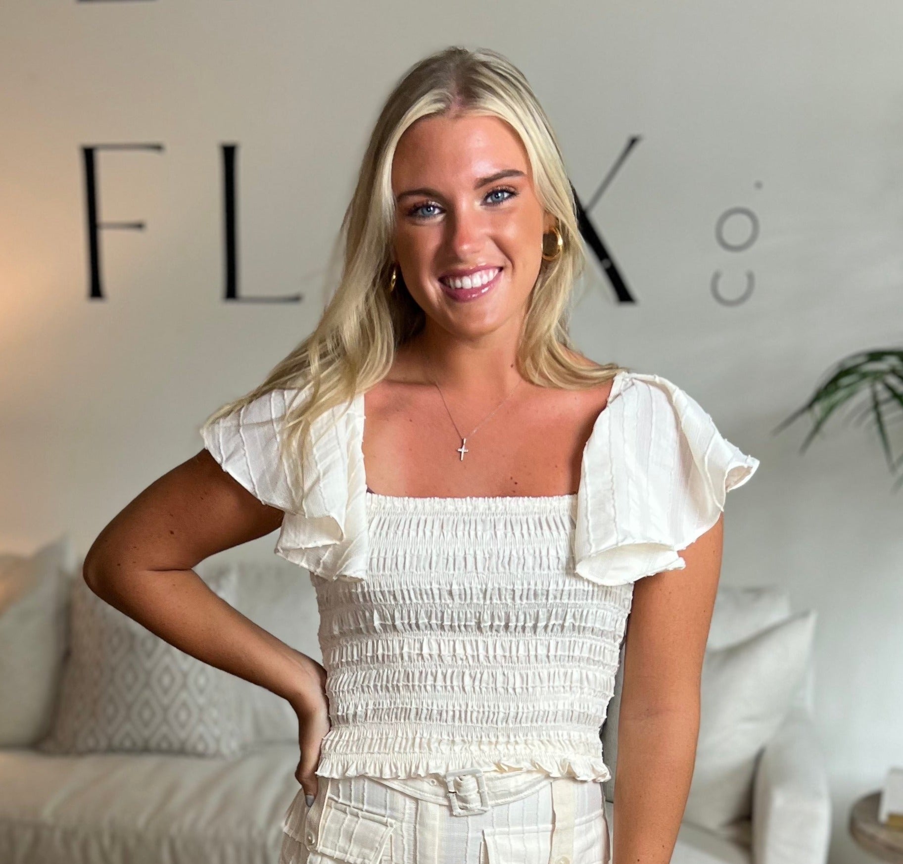 Flutter Crop Top-Cream-Final Sale