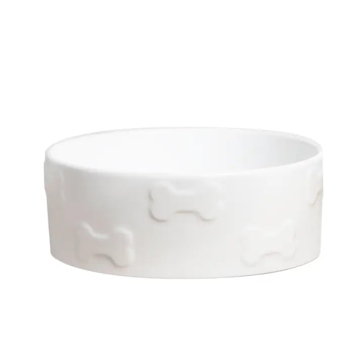 White Ceramic Dog Bone Bowl