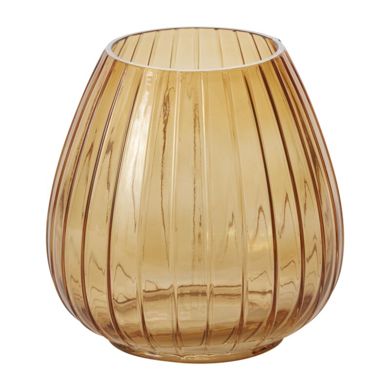Amber Fluted Glass Vase