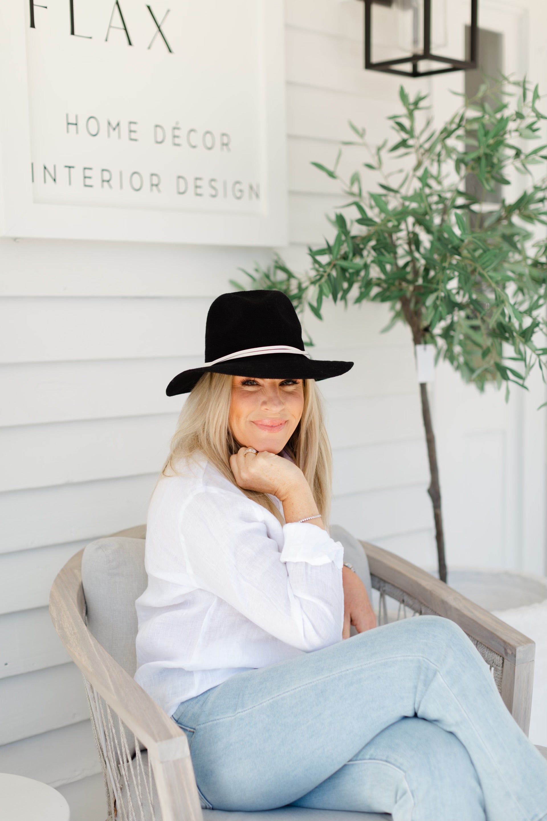 Rosemary Hat-Black w/ Bone Trim