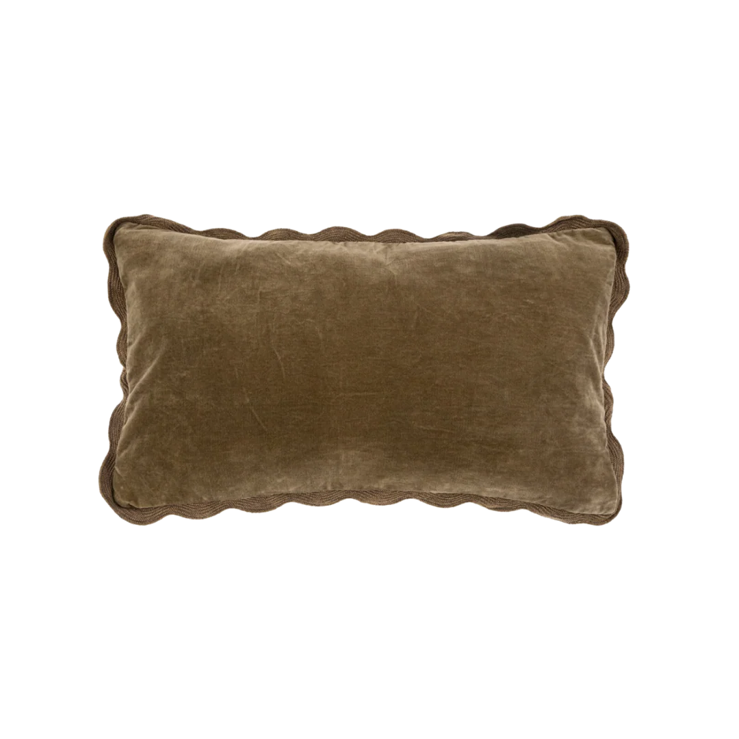 21x12 Velvet Scalloped Pillow-Mink