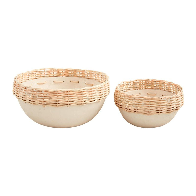 Paper Mache Bowl w/ Rattan Rim (2 sizes)