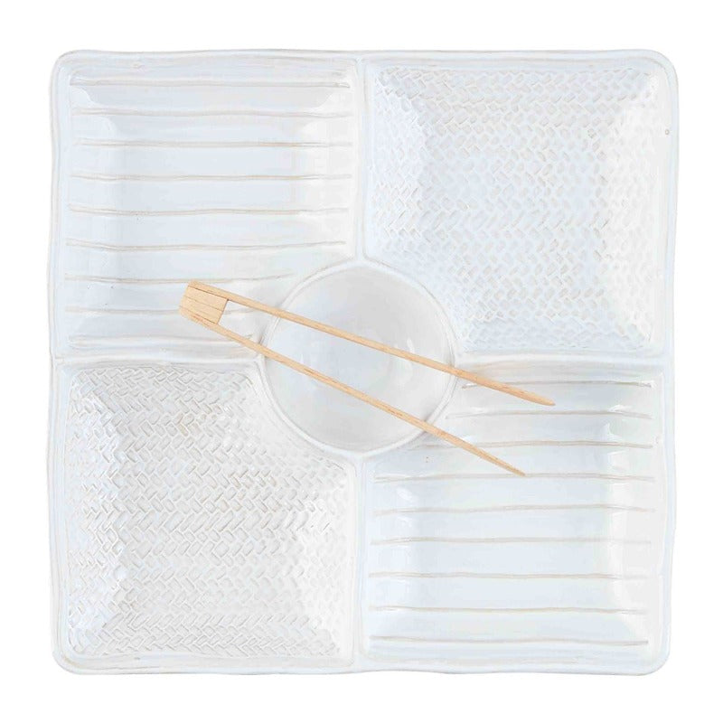 Textured Stoneware Divided Server Set