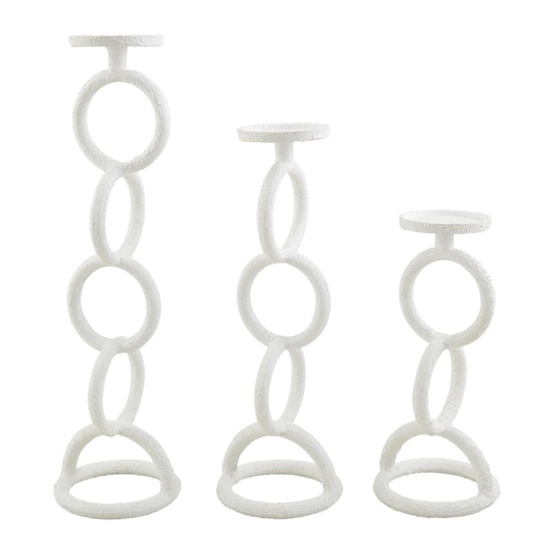 White Chain Link Candlestick (3 sizes)