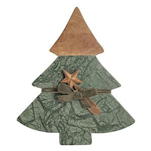 Green Marble Tree Serving Board w/ Spreader