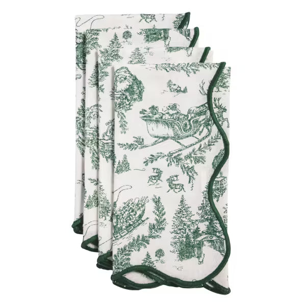 18x18 Green Toile Napkins (Set of 4)