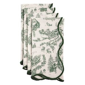 18x18 Green Toile Napkins (Set of 4)