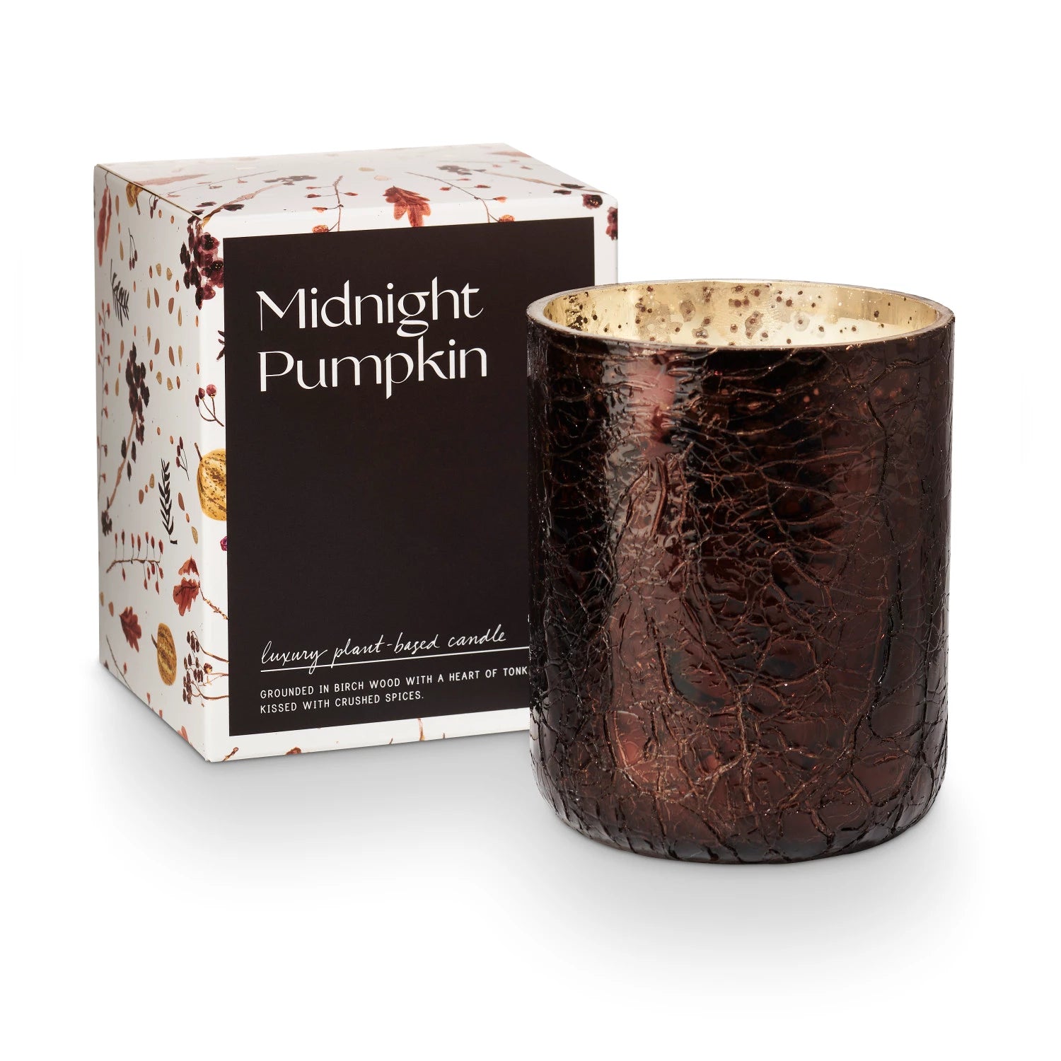 Midnight Pumpkin Crackle Glass Candle-Small
