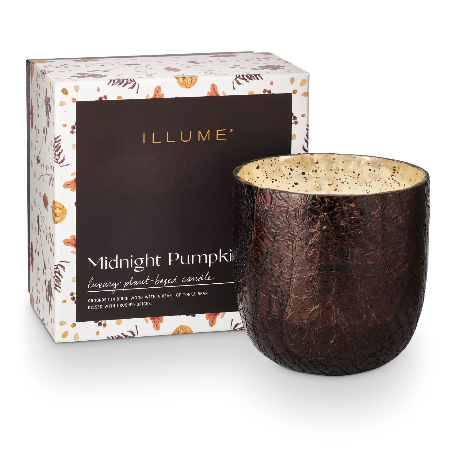 Midnight Pumpkin Crackle Glass Candle-Large