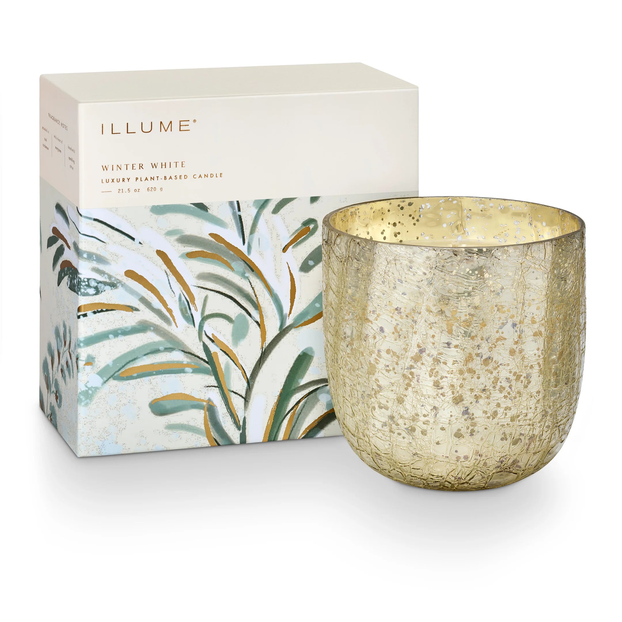 Winter White Boxed Crackle Glass Candle (2 Sizes)
