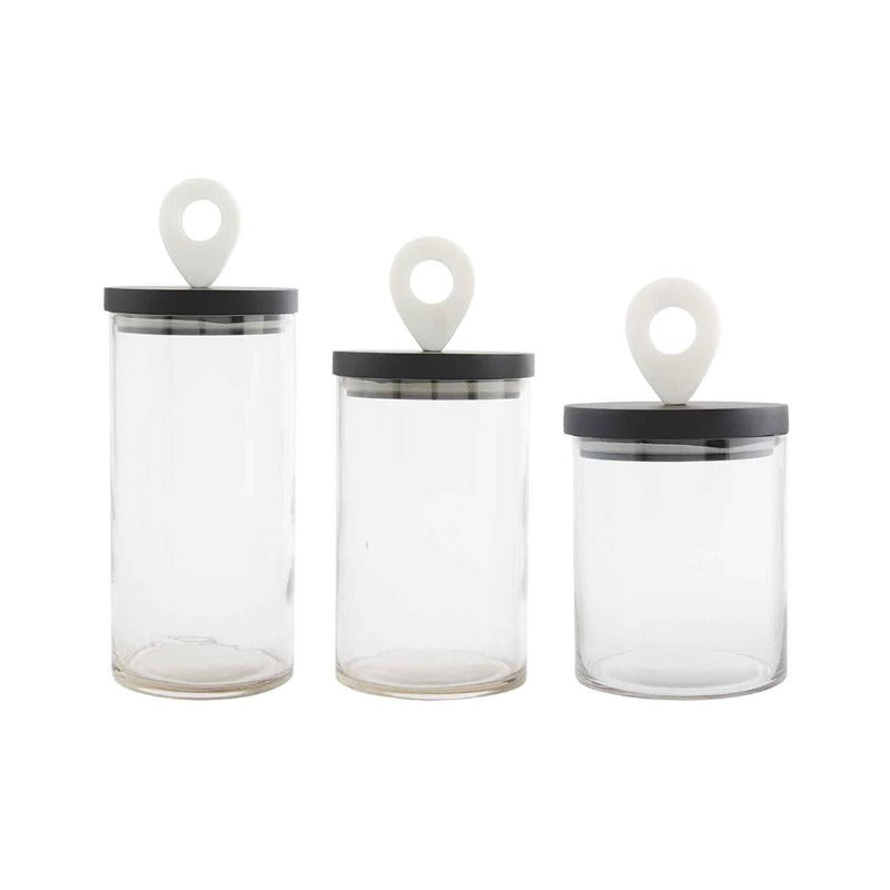Glass Canister w/ Black & White Lid (3 sizes)