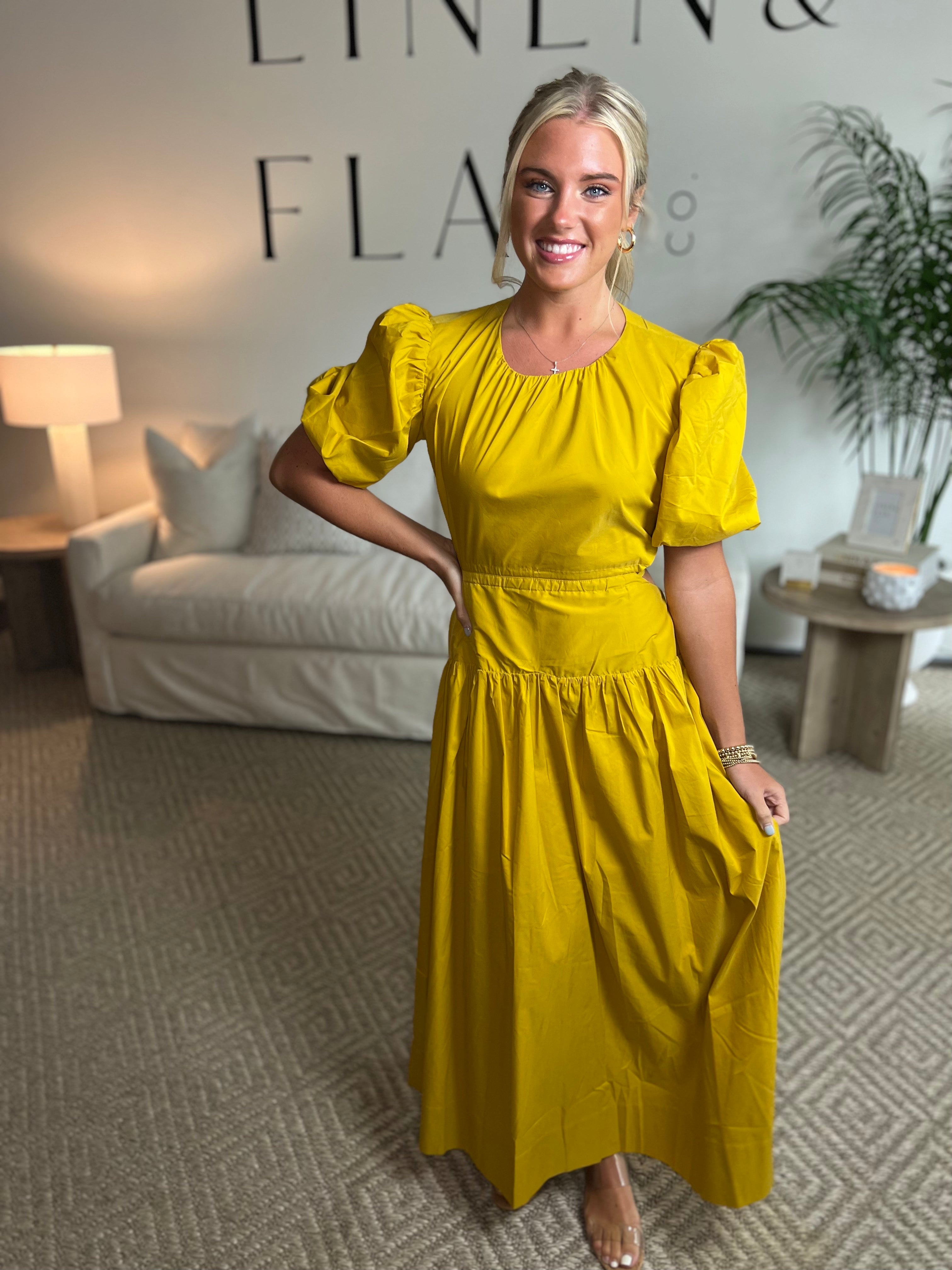 Shelby Dress-Mustard-Final Sale