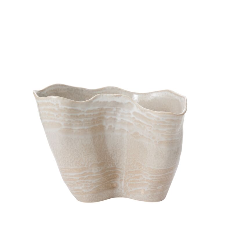 10.75"x 6.25"x 8" Wavy Ceramic Vase