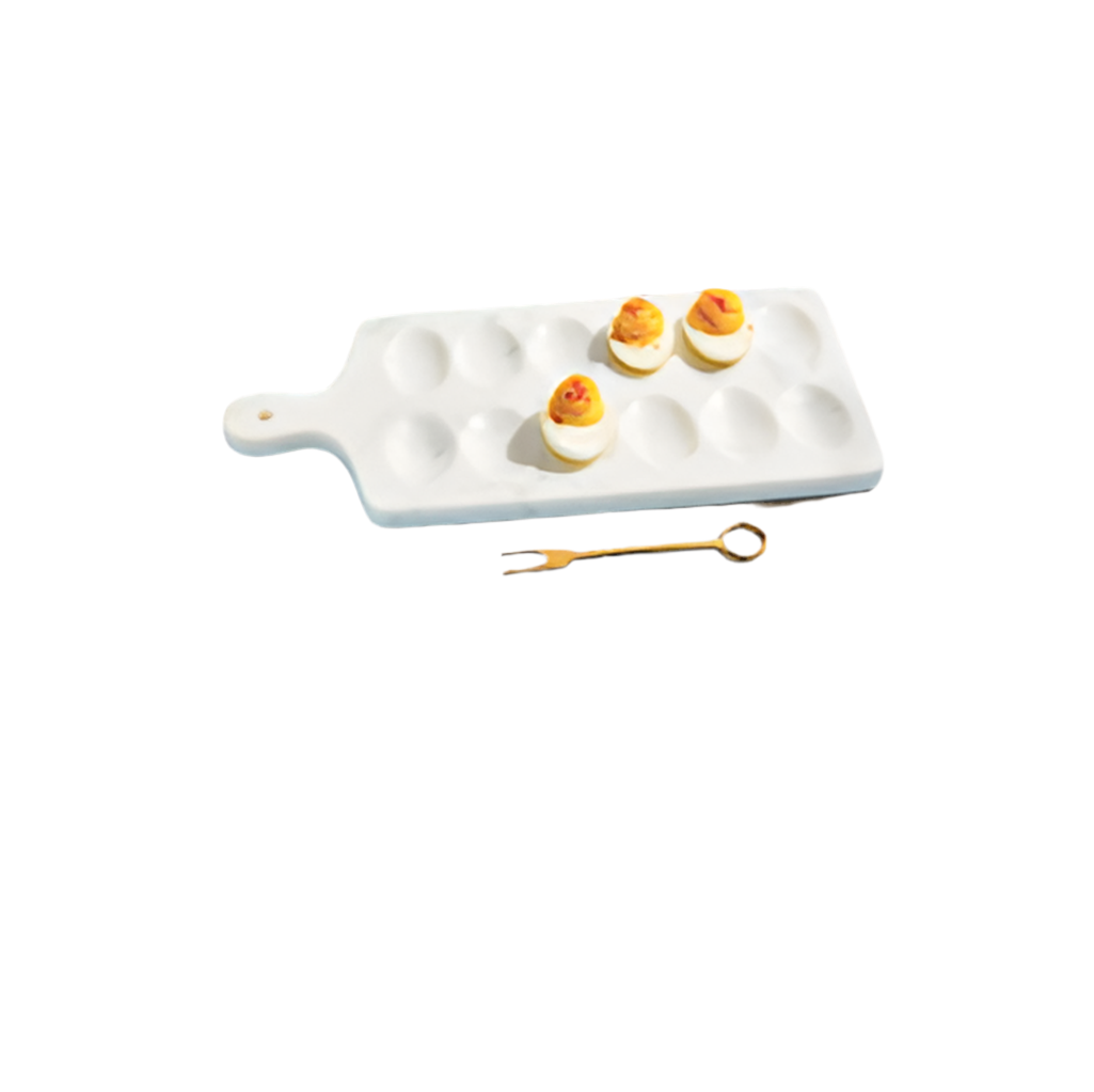 Marble Deviled Egg Board w/ Fork Set