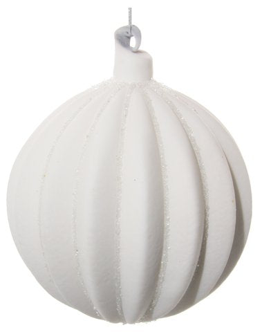 White Glass Ornament w/ Clear Beads (2 Sizes)