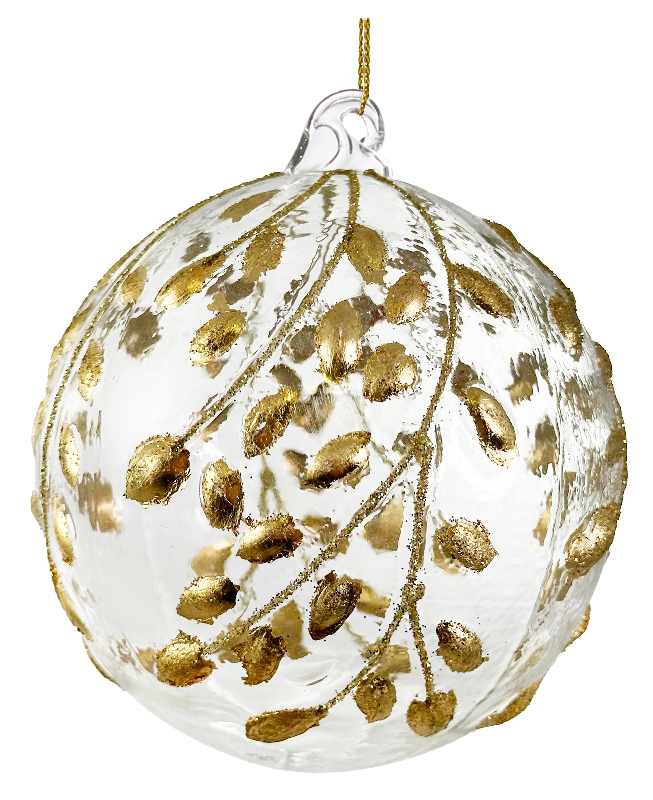 Clear Glass w/ Gold Leaf Ornament (2 Sizes)