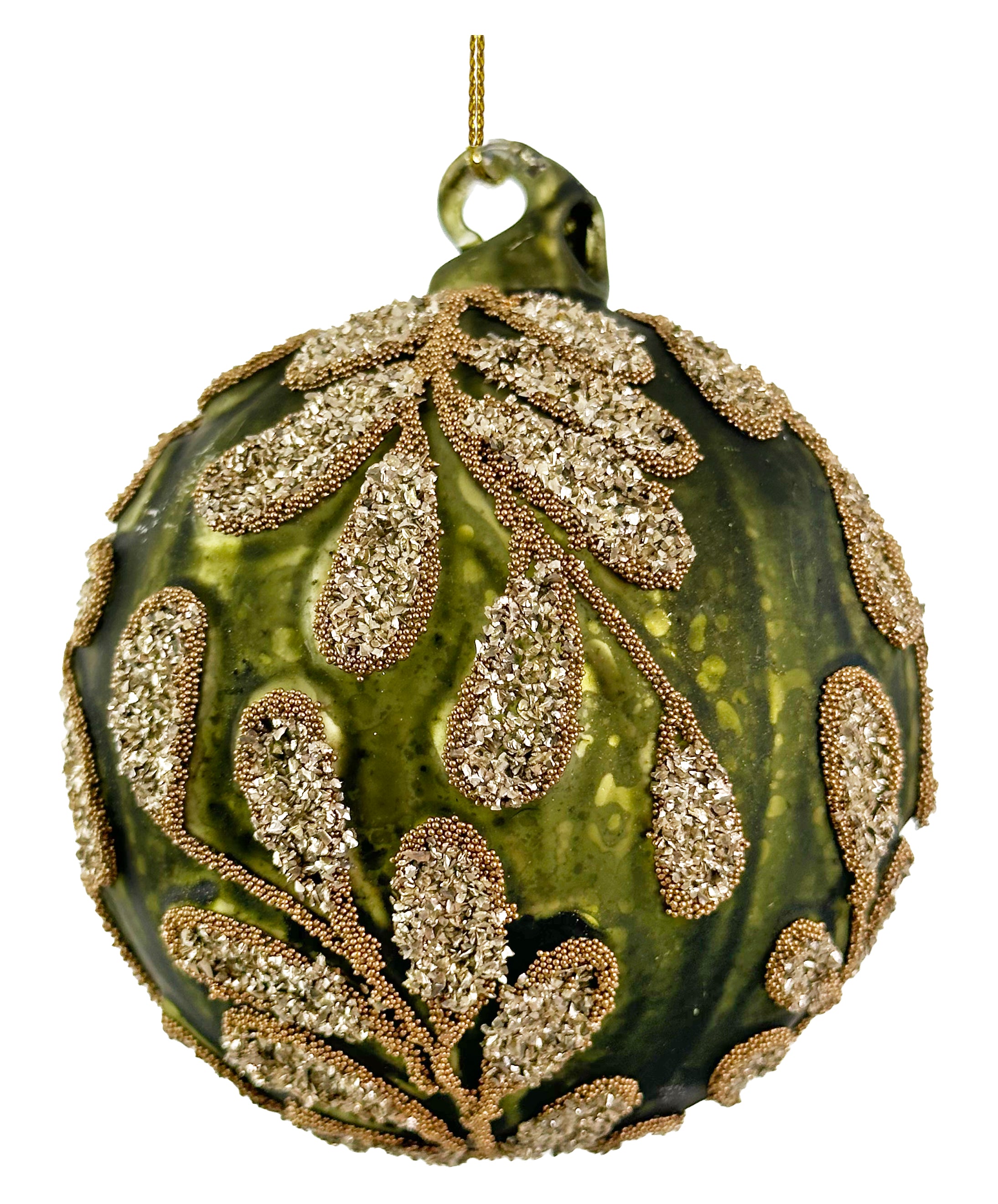 Antique Green Beaded Leaf Ornament (2 Sizes)