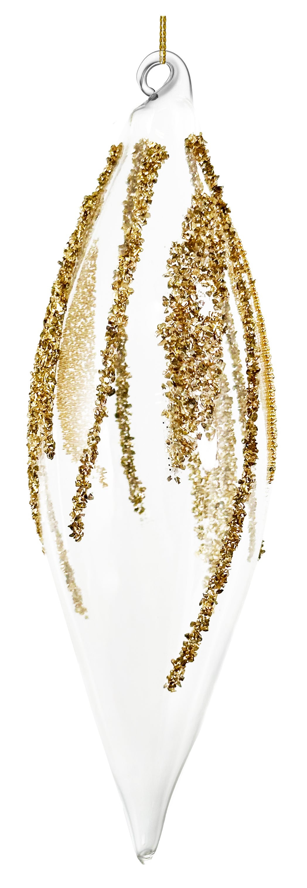 Gold Beaded Glass Drop Ornament (2 Sizes)