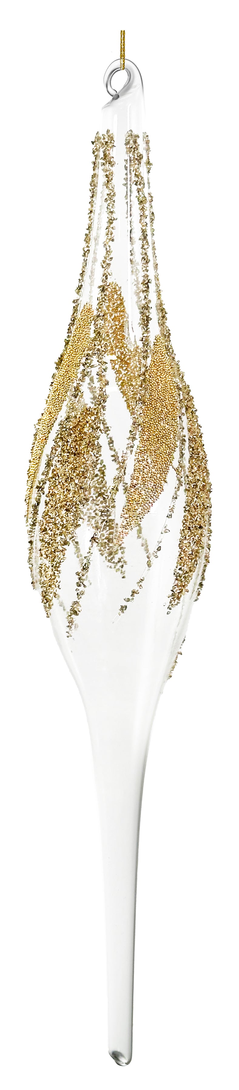 10" Gold Beaded Deco Drop Ornament