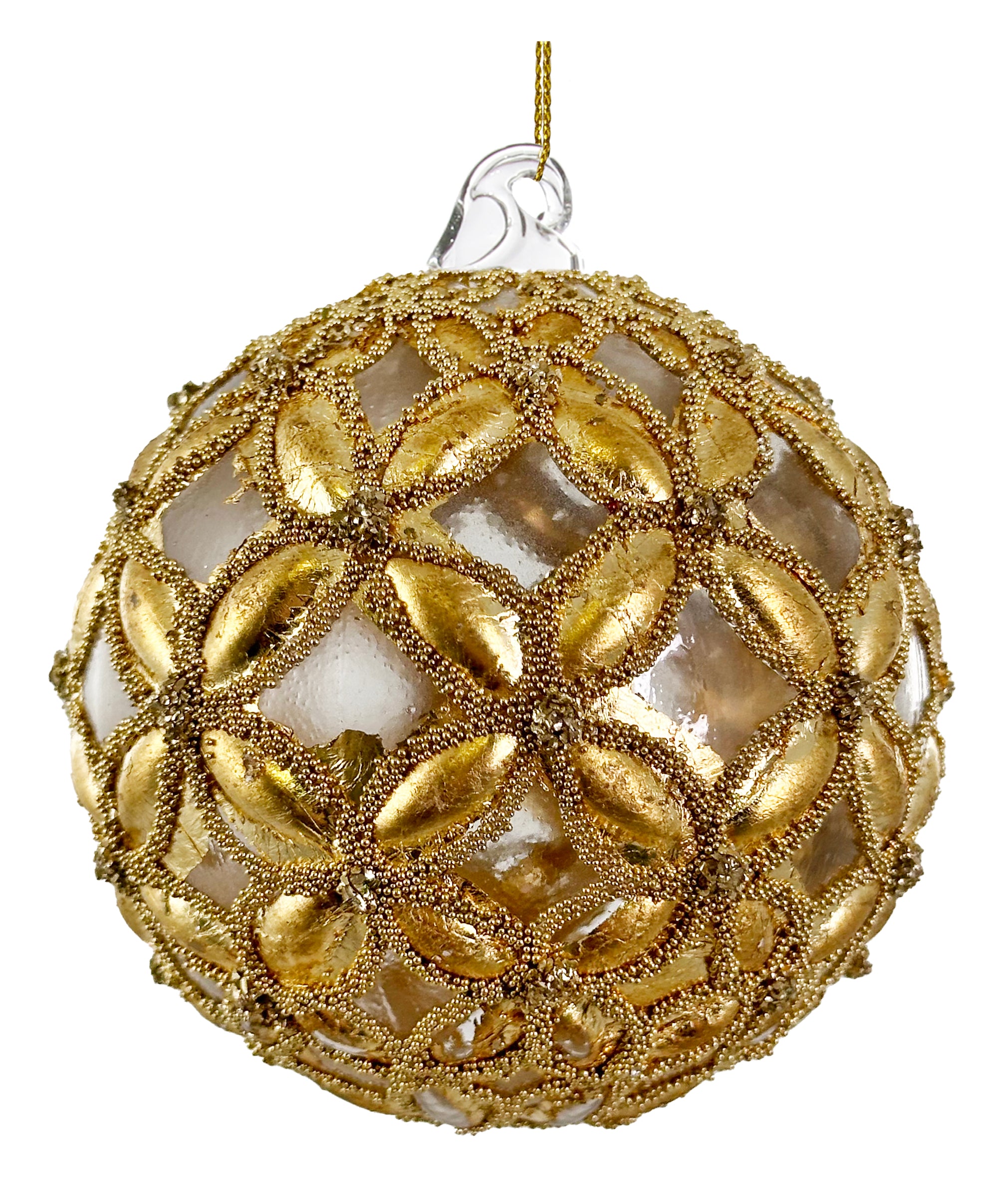 Gold Gilded Flower Glass Ornament (2 Sizes)