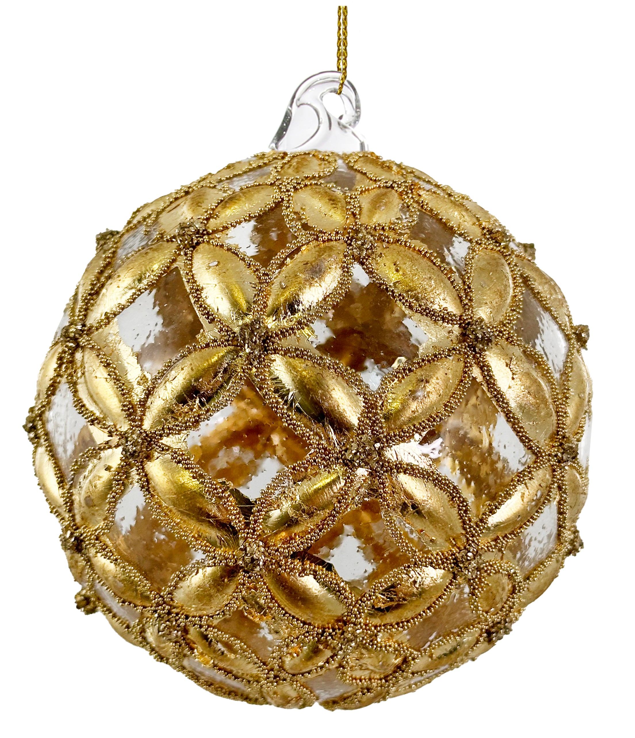 Gold Gilded Flower Glass Ornament (2 Sizes)