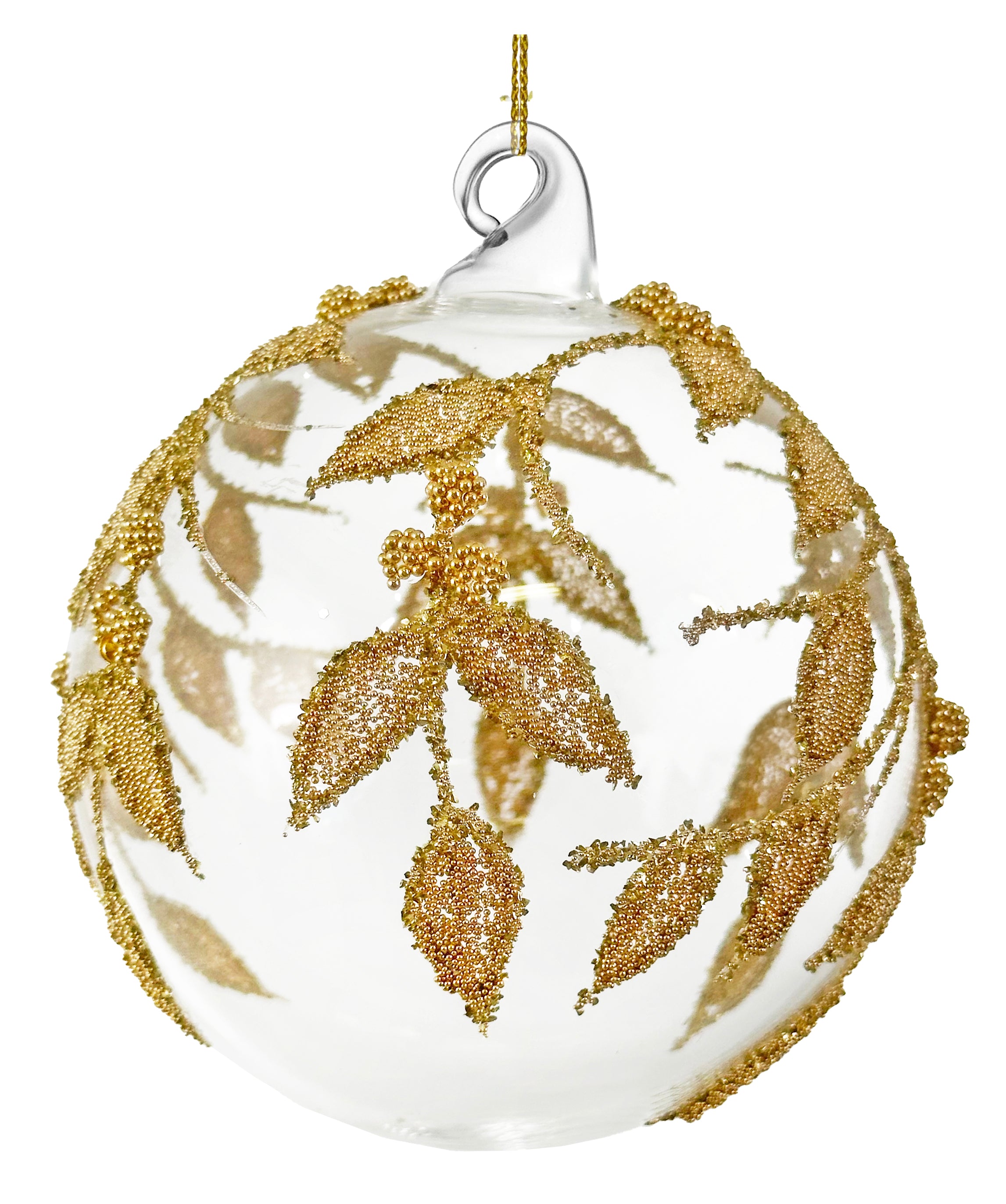 Clear Glass w/ Gold Beaded Deco Ornament (3 Styles)