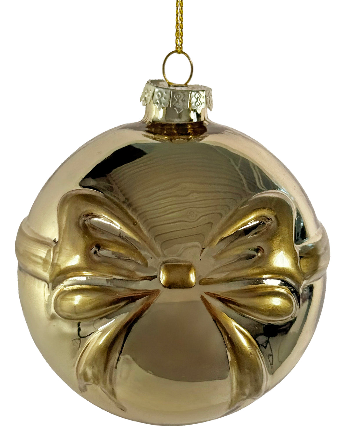 Gold Ball Ornament w/ Gold Bow