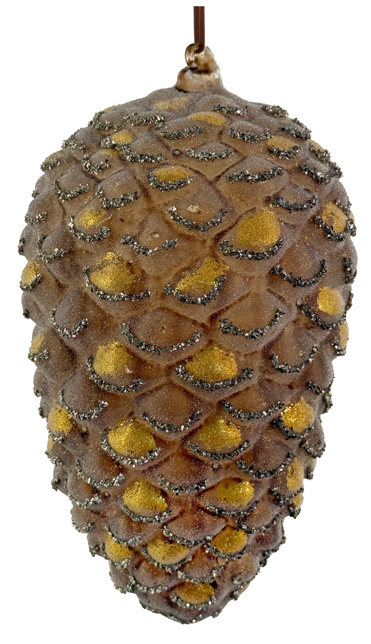 Iced Brown/Gold Pinecone Ornament-XLarge