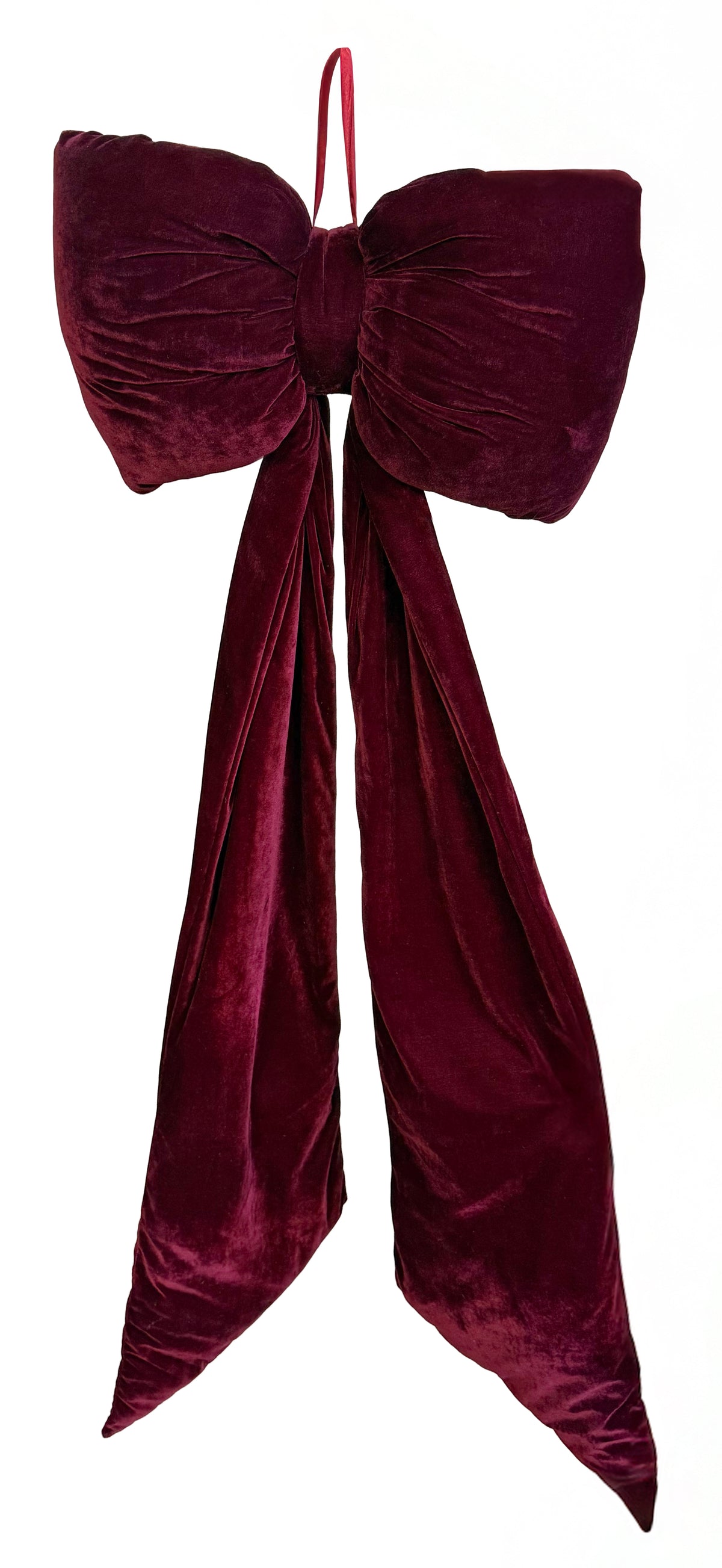 5ft Puffed Velvet Bow-Burgundy