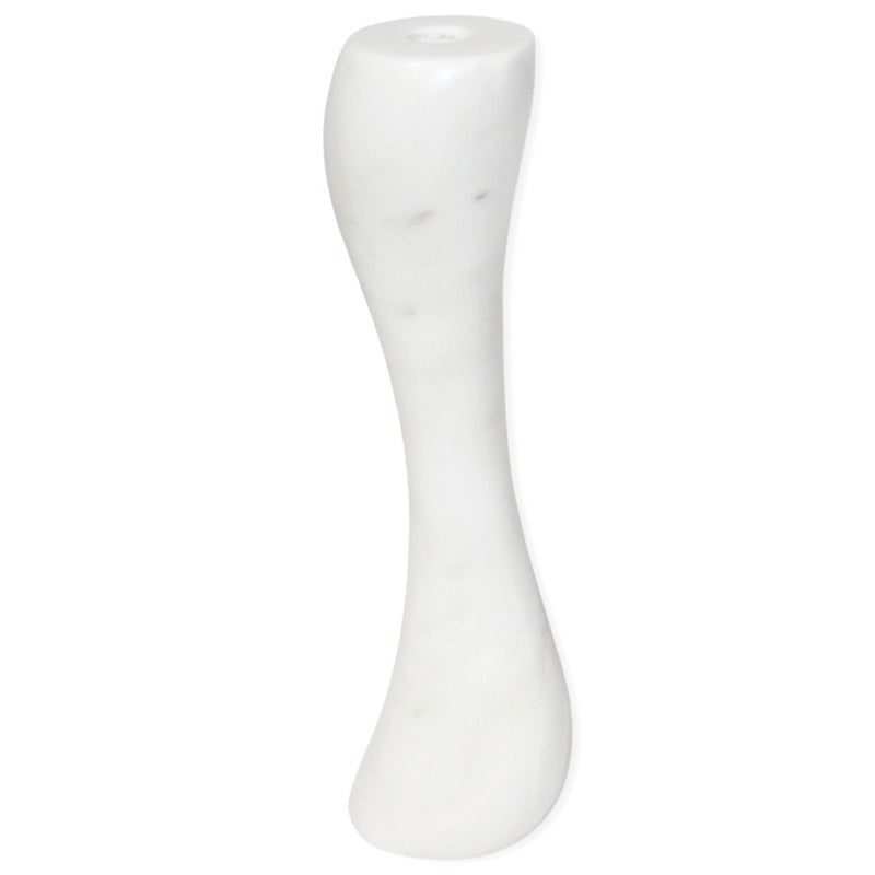 Asymmetrical White Marble Taper Holder (2 Sizes)