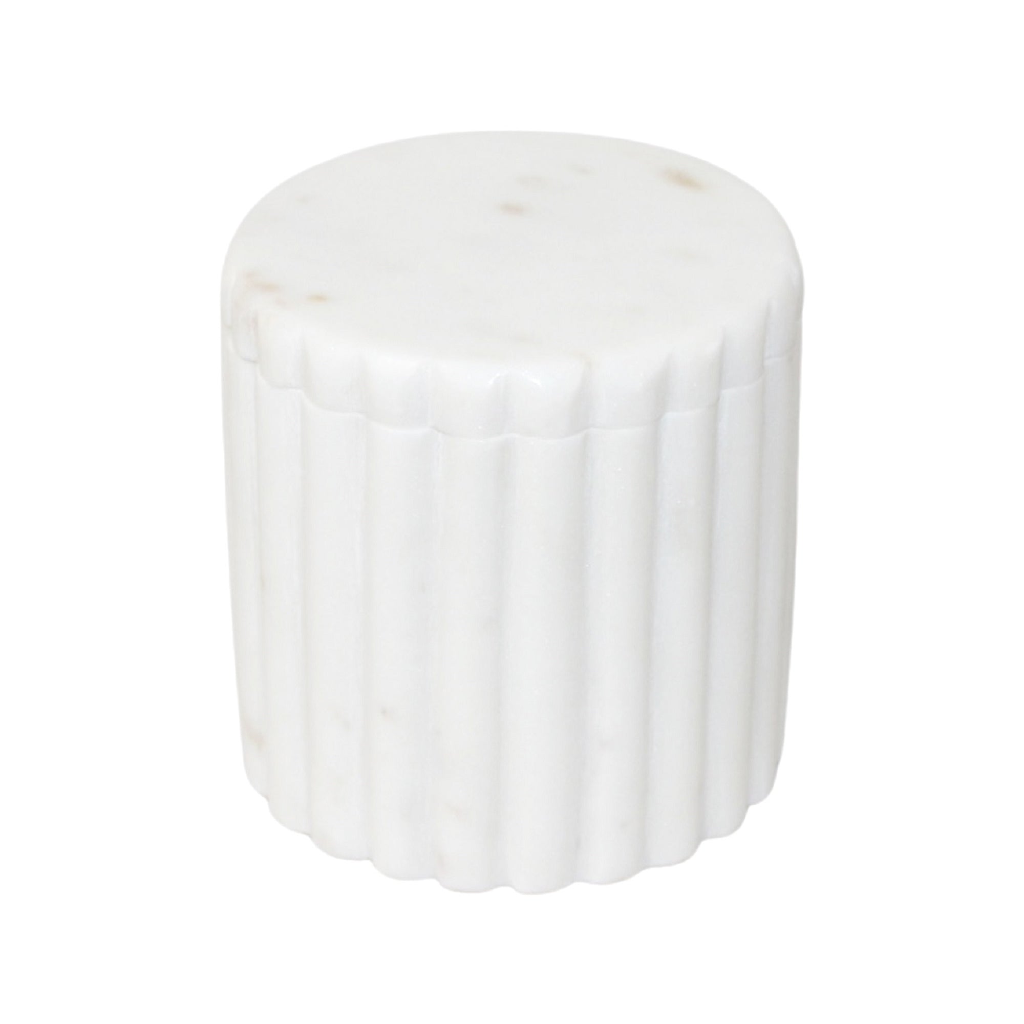 White Marble Grooved Canister
