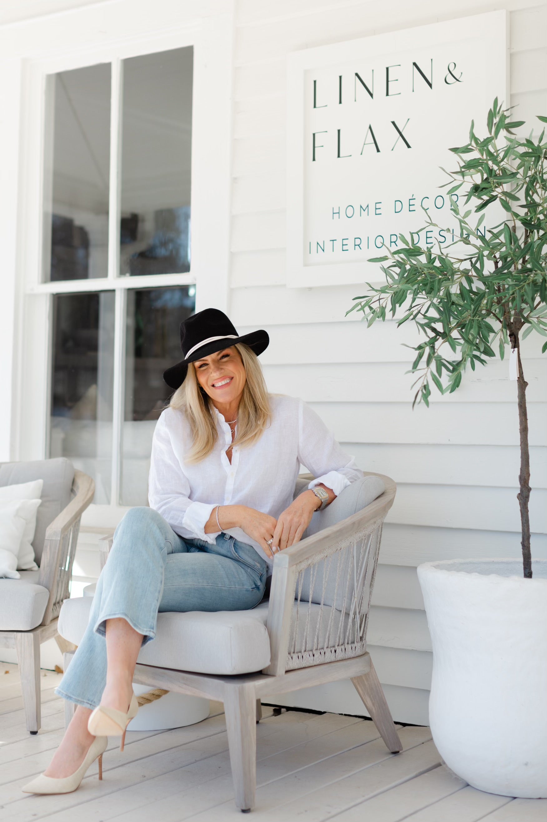 Rosemary Hat-Black w/ Bone Trim