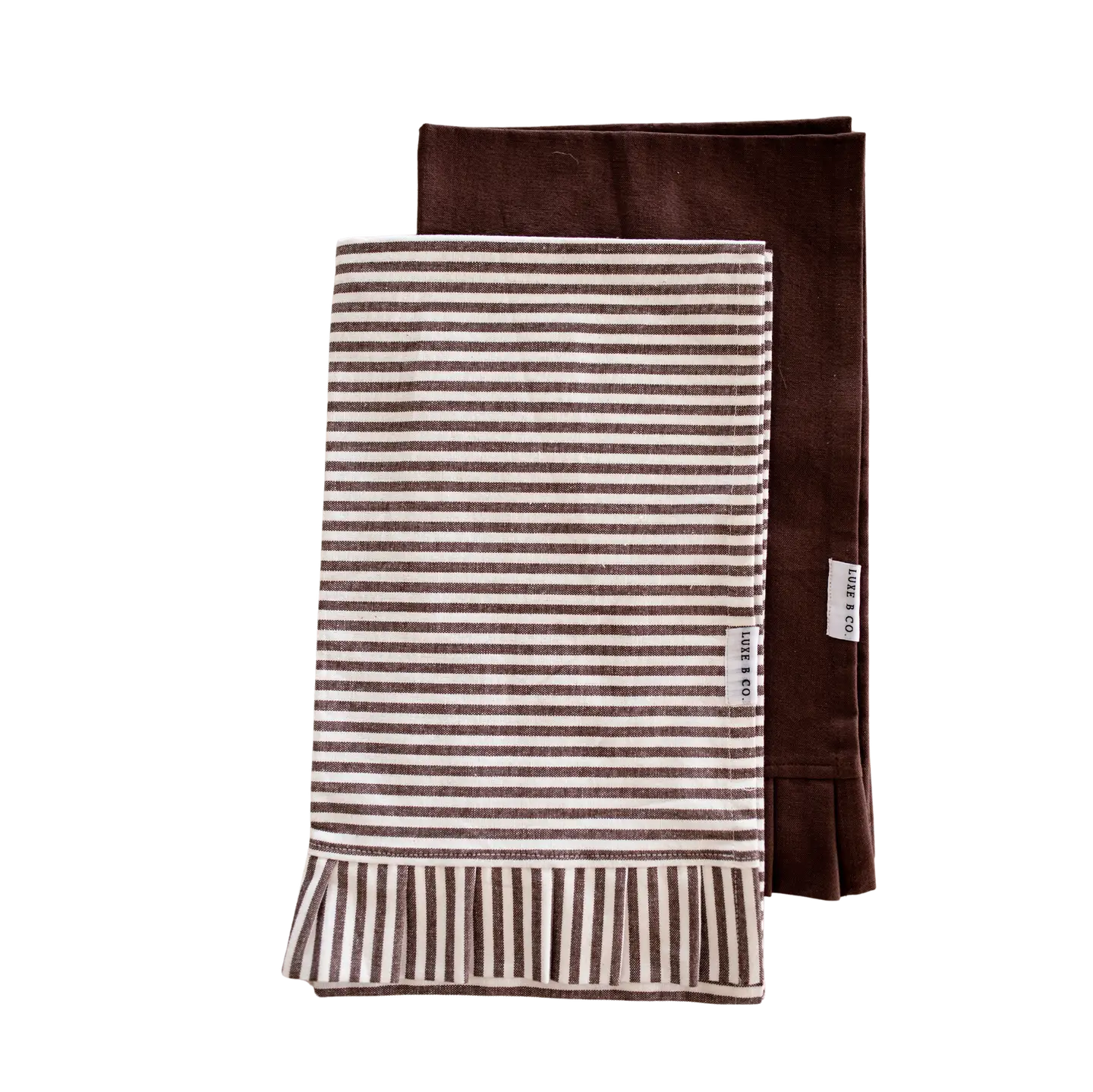 Brown & Cream Striped Ruffle Towels (Set of 2)