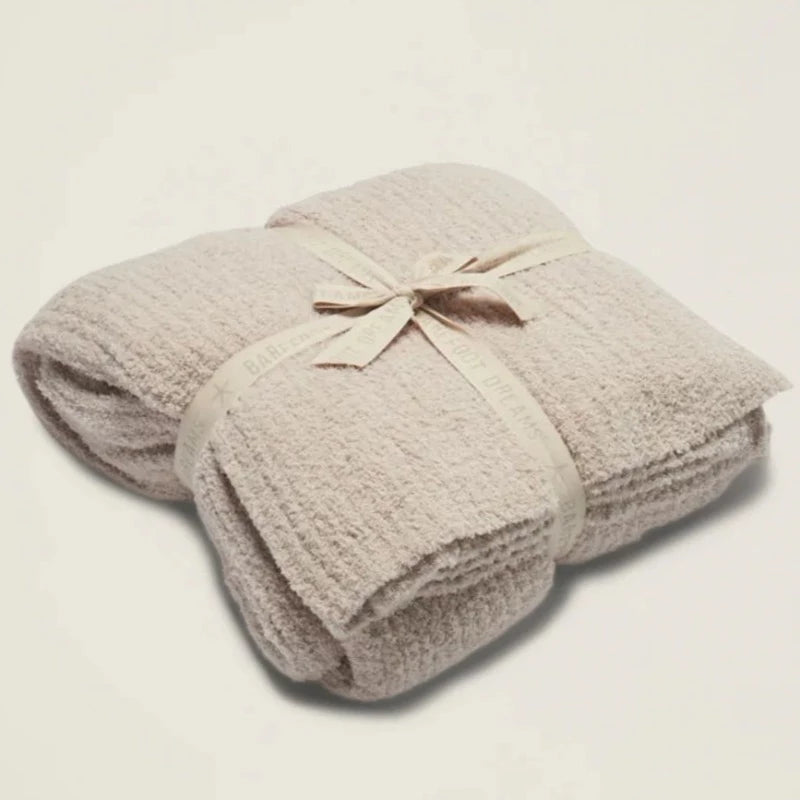 Barefoot Dreams CozyChic Stone Ribbed Bed Blanket (2 sizes)