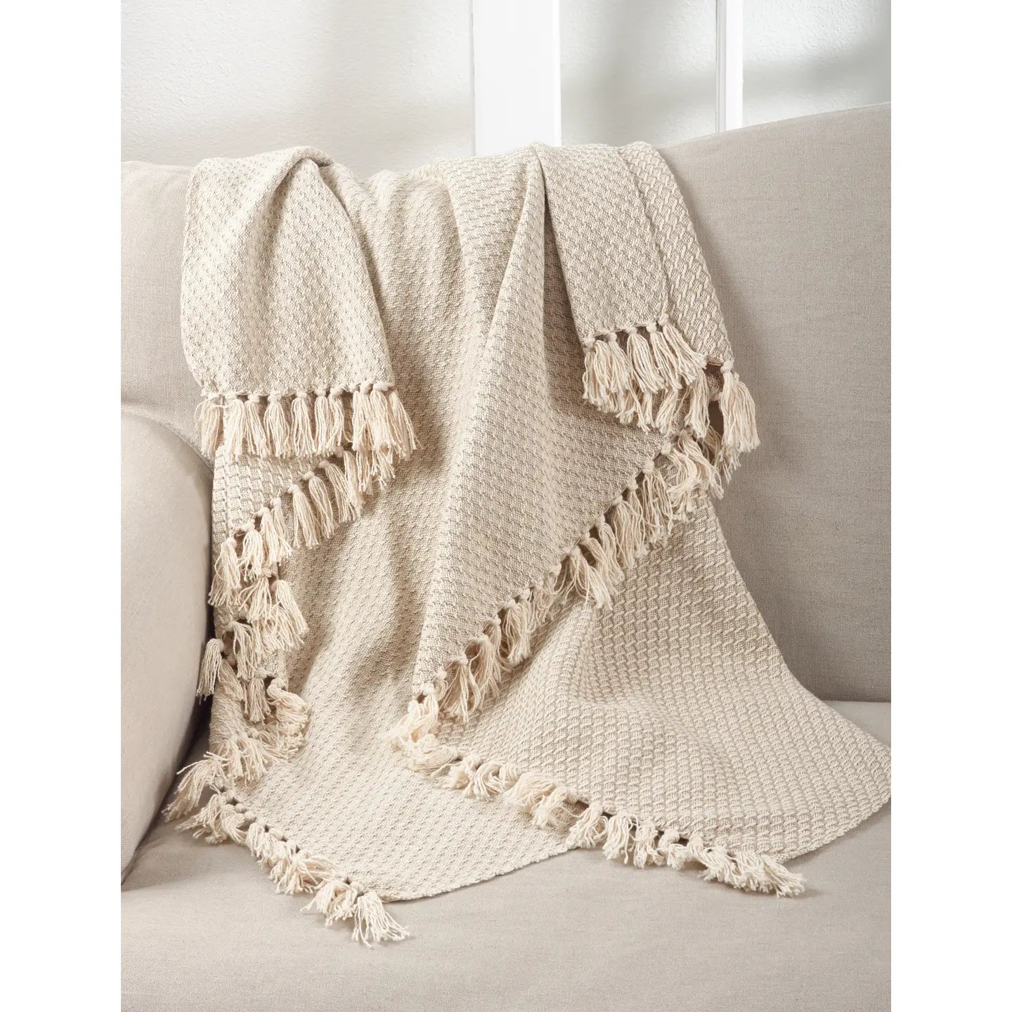 50x60 Tasseled Throw- Natural