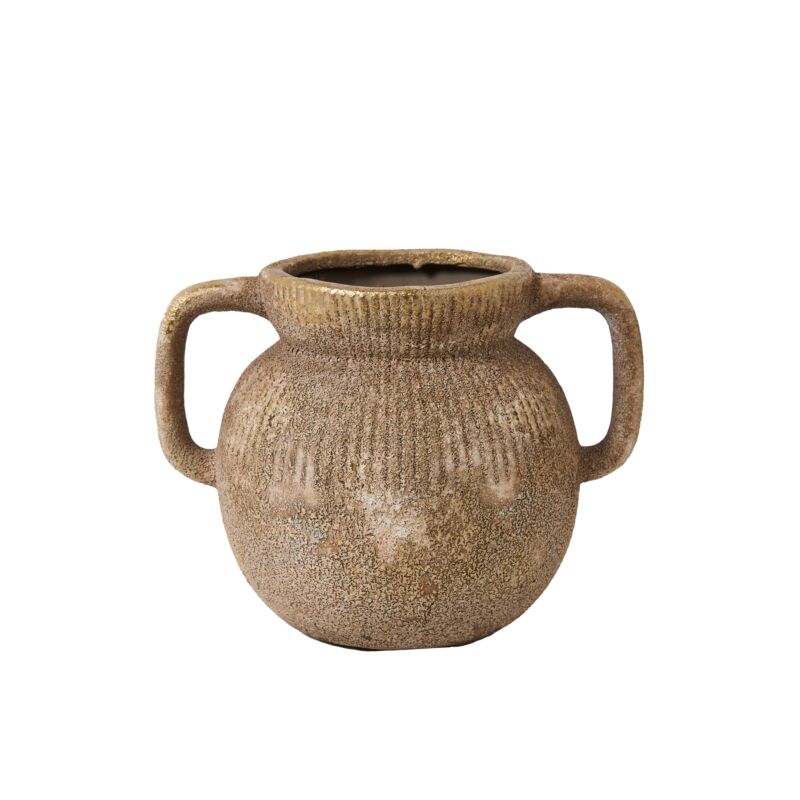 Gold Distressed Vase w/ Handles