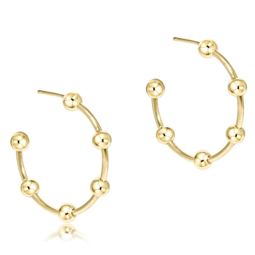 Beaded Simplicity 1" Post Hoop 4mm- Gold