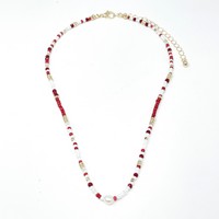 Coach Necklace -Crimson/White