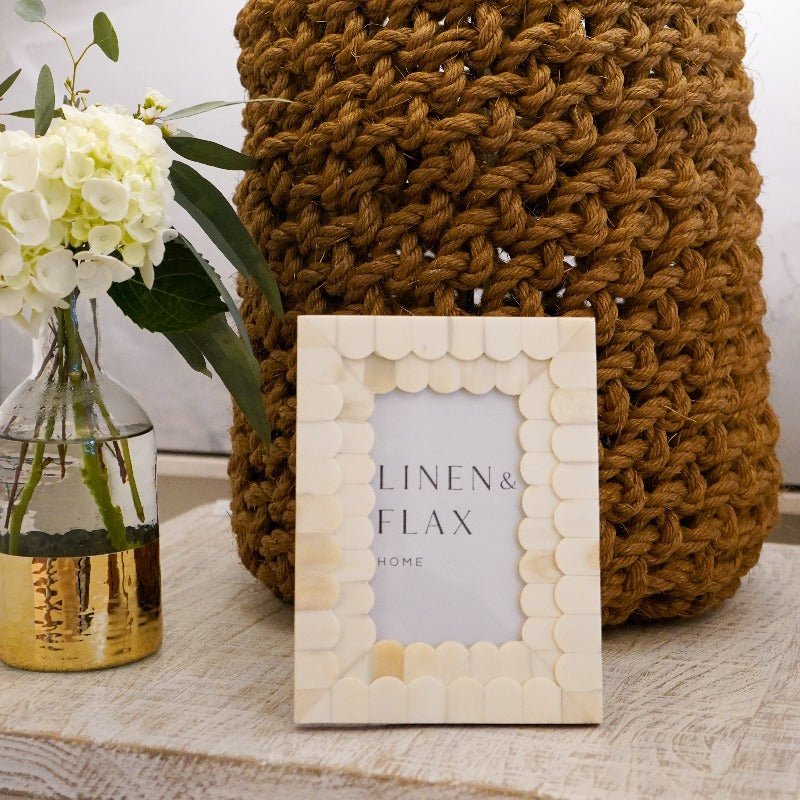 4x6 Cream Scallop Photo Framed