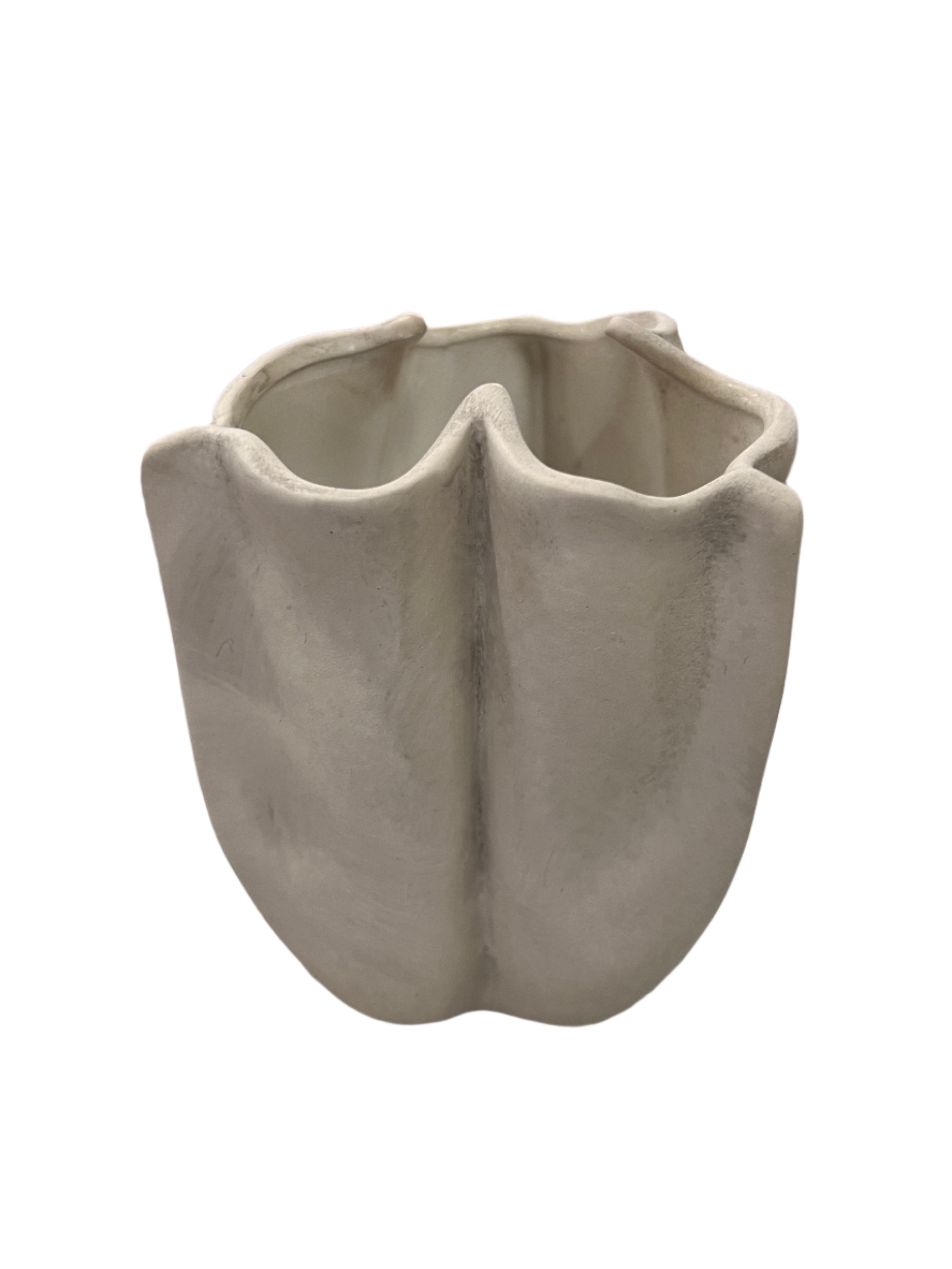 5x7 Matte Ceramic Wave Vase-Putty