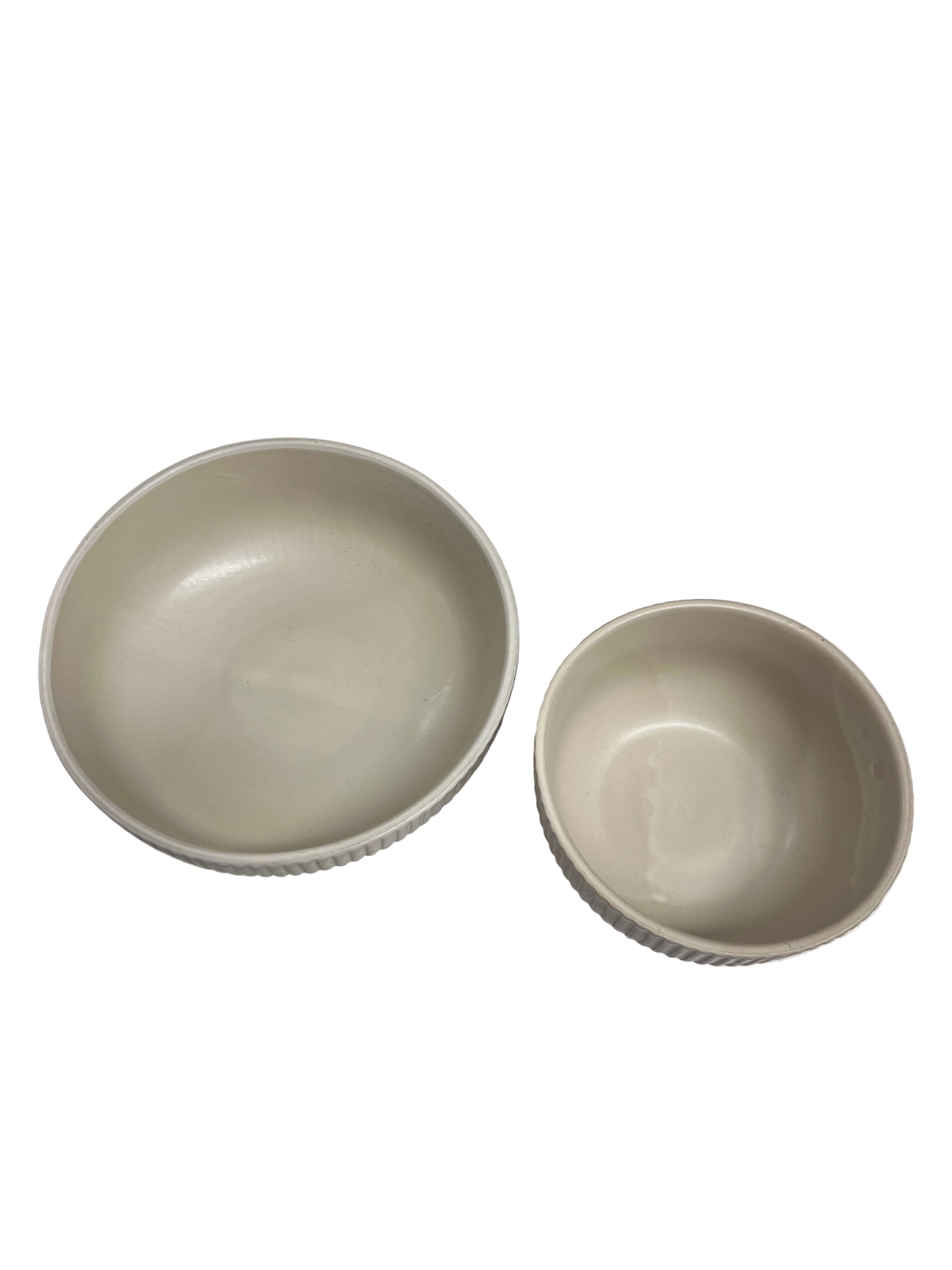 Ribbed Footed Bowl-Warm Sand (2 Sizes)