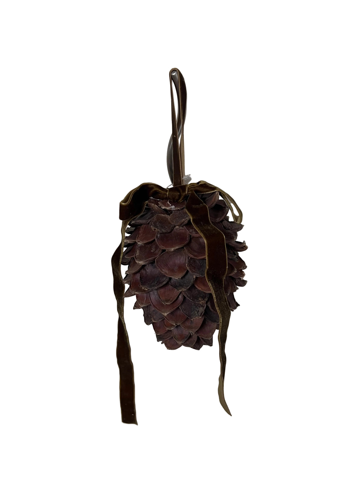 Chestnut Pinecone w/ Olive Green Bow (3 Sizes)