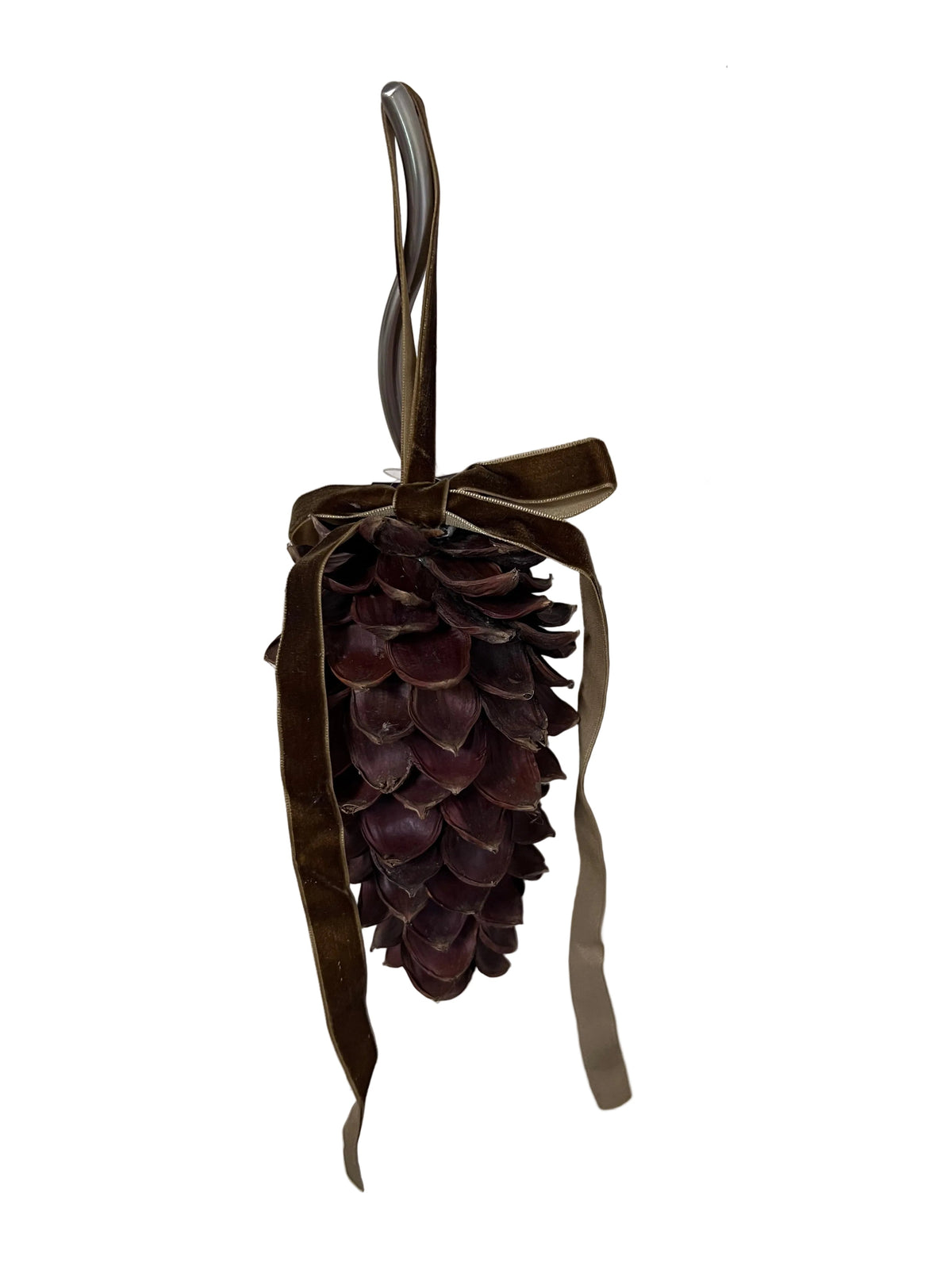 Chestnut Pinecone w/ Olive Green Bow (3 Sizes)