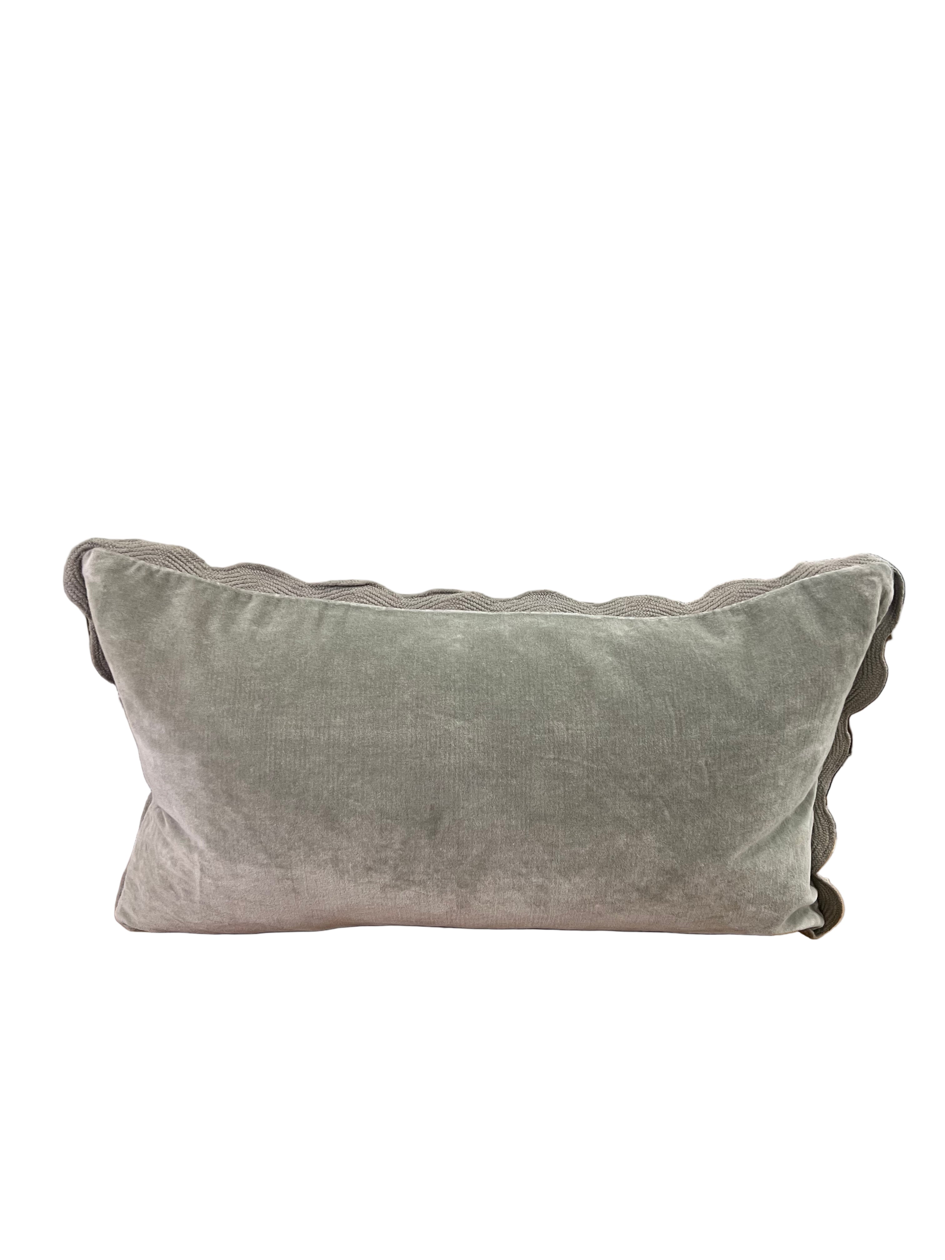 21x12 Velvet Scalloped Pillow-Sage
